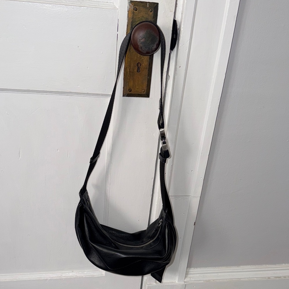 Zara Black Leather Crossbody Bag